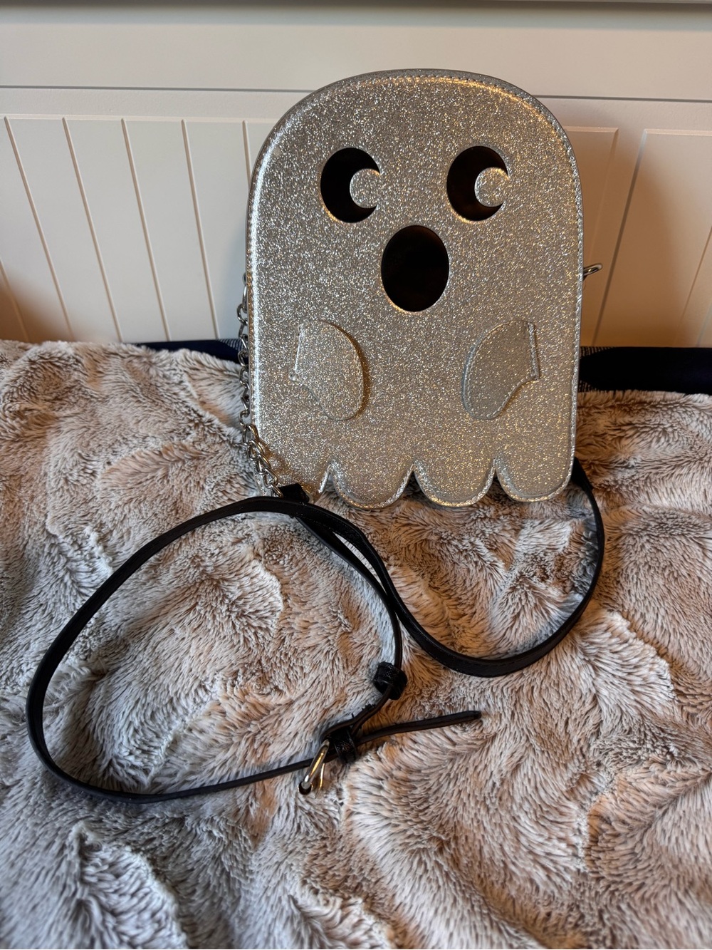 Kids Glitter Ghost Crossbody Bag - Silver